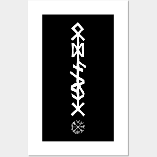 ODIN'S SPEAR - White Bind Rune Design INK SPLAT Posters and Art